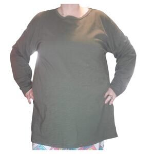Natural Life Size XL Dark Olive Hang Around Cotton Tunic Top NEW TINY FLAW